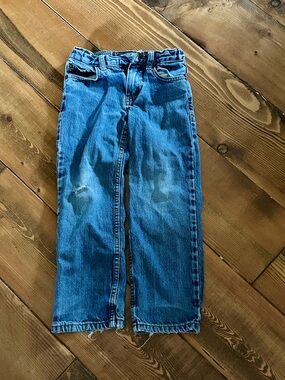 Cat & Jack  Distressed Straight-Leg Denim Jeans in Blue, MISSING BUTTON